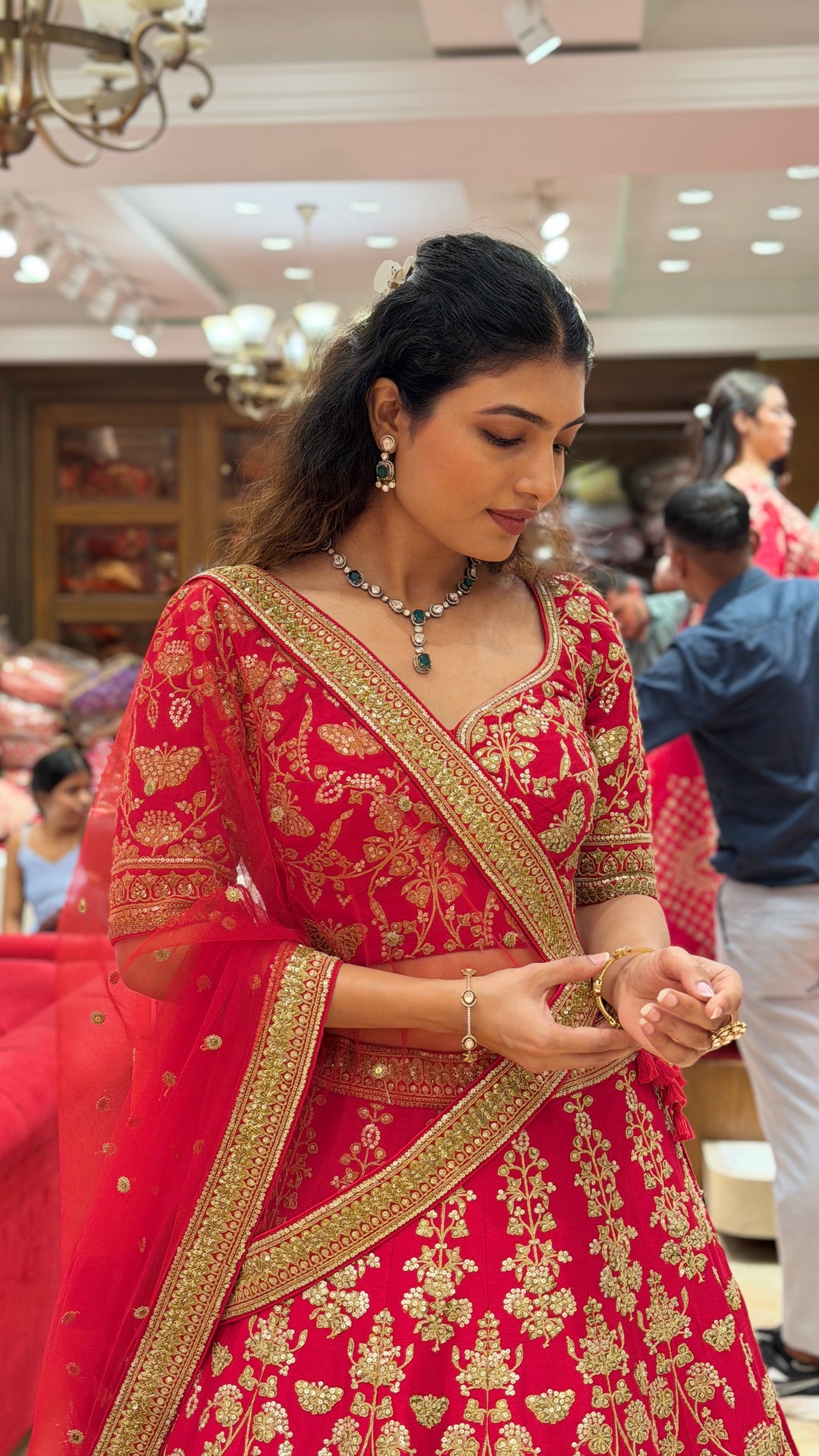 Crimson Red Heavy Embroidered Bridal Lehenga Choli with Designer Dupatta