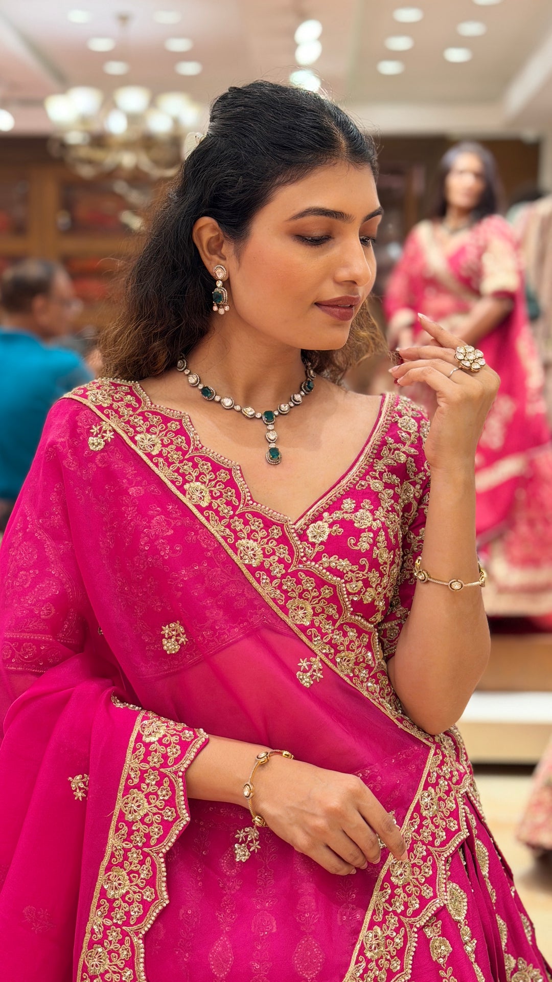 Rani Pink Heavy Embroidered Bridal Lehenga Choli with Designer Dupatta