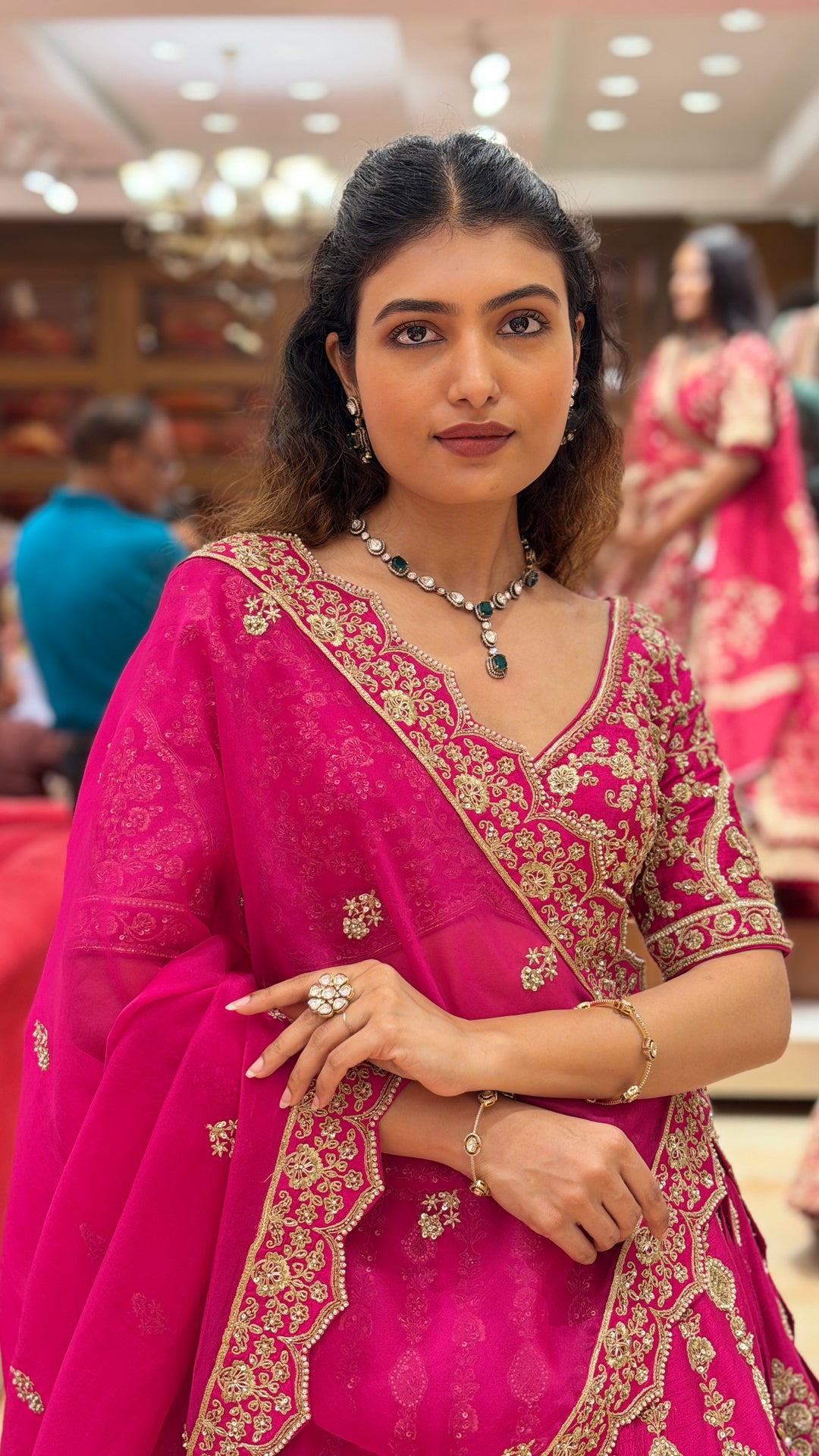 Rani Pink Heavy Embroidered Bridal Lehenga Choli with Designer Dupatta