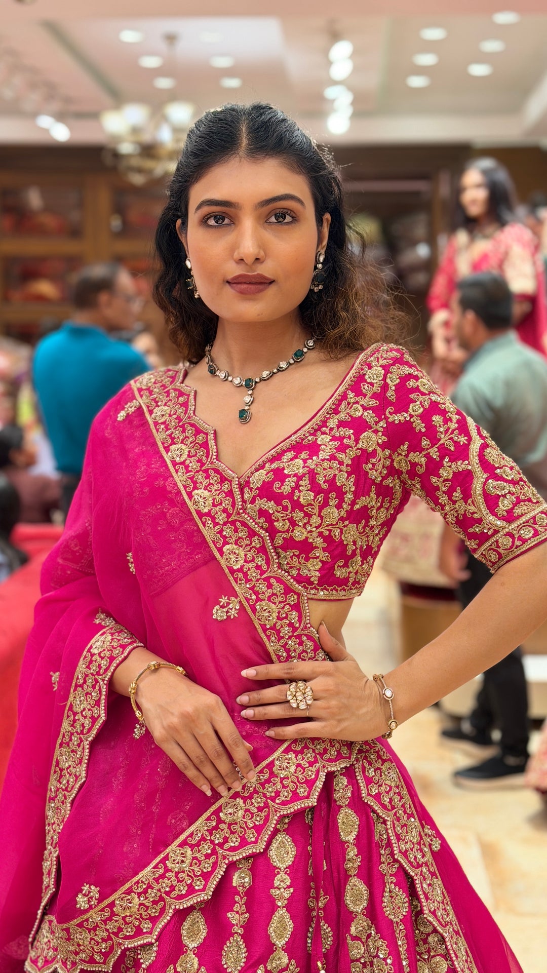 Rani Pink Heavy Embroidered Bridal Lehenga Choli with Designer Dupatta