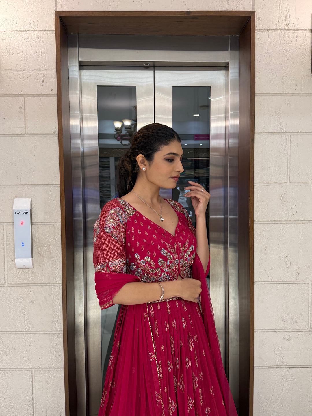 Elegant Maroon Embroidered Anarkali Gown with Dupatta