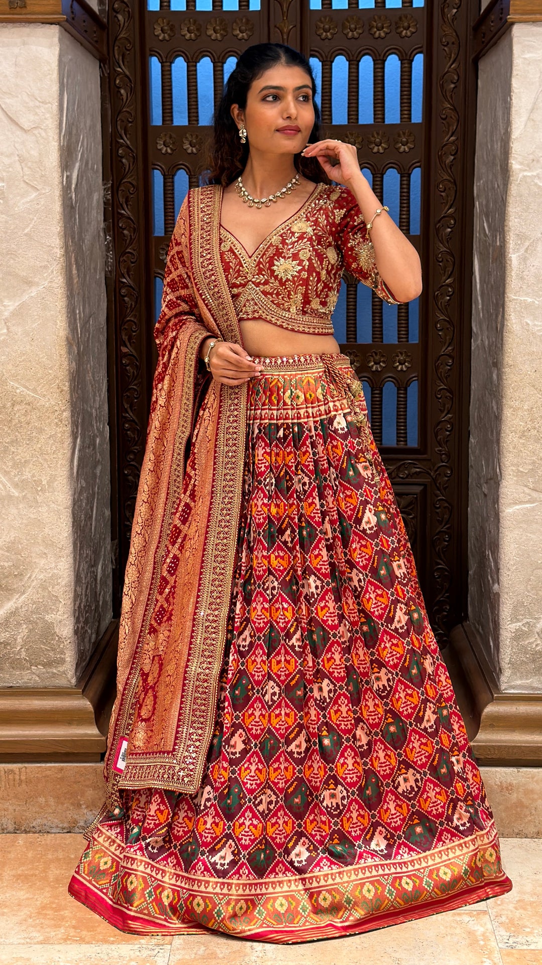 Traditional Patola Print Lehenga with Banarasi Dupatta & Embroidered Designer Blouse