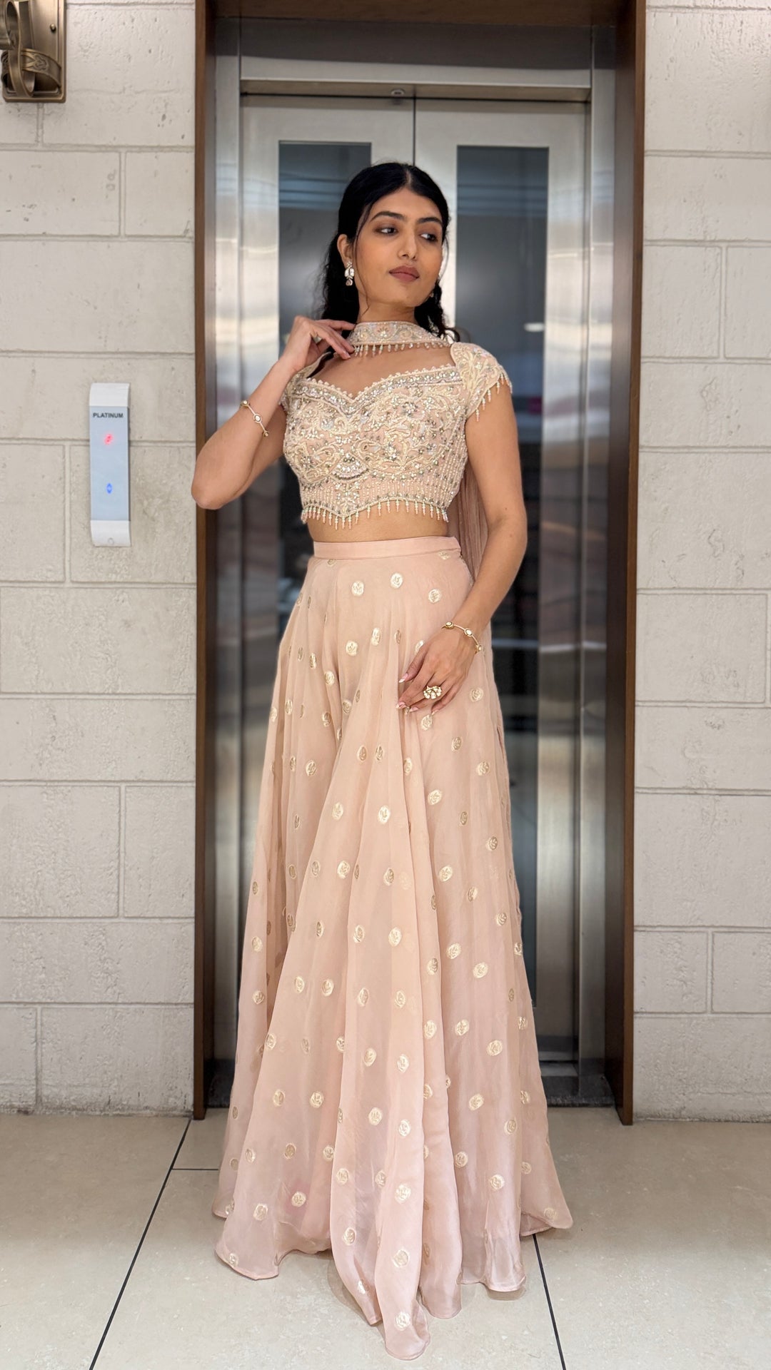 Elegant Blush Pink Designer Palazzo Set with Embellished Corset Blouse