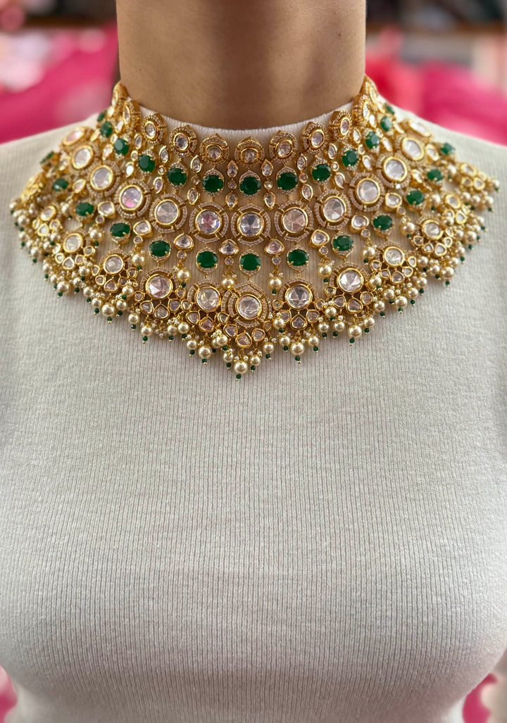 Exquisite Bridal Kundan Choker Set with Earrings & Maang Tikka