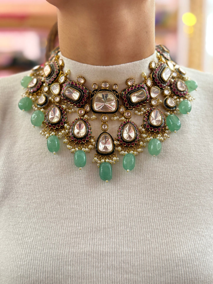 Majestic Kundan & Beaded Bridal Choker Necklace