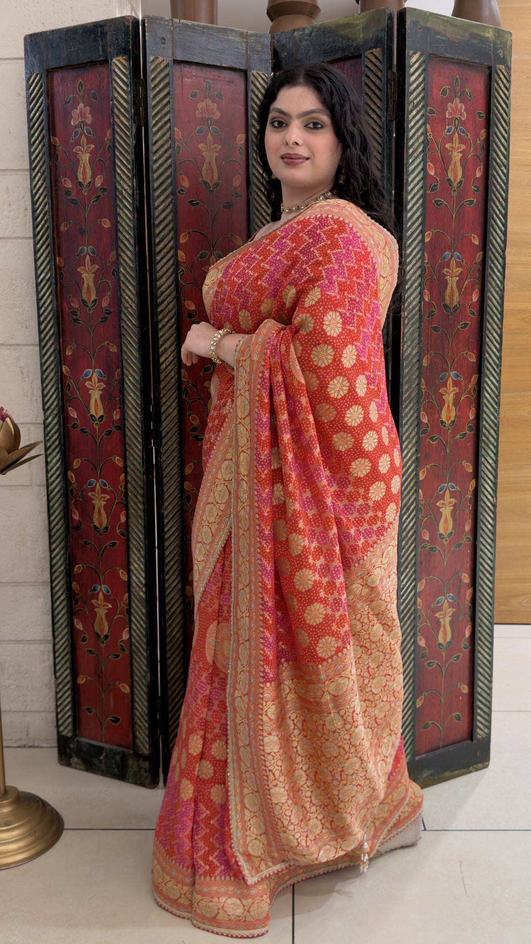 Coral Pink Designer Weaving Saree with Rich Zari Floral Weave & Embroidered Blouse