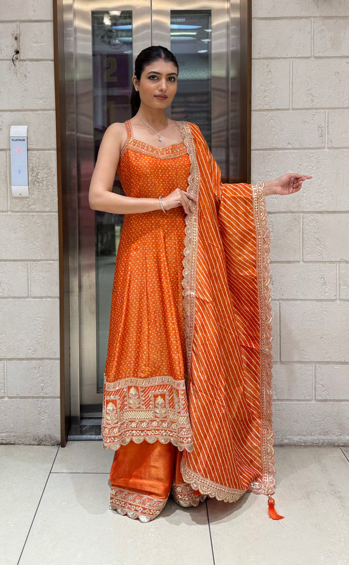 Designer Anarkali Palazzo Set with Embroidered Dupatta