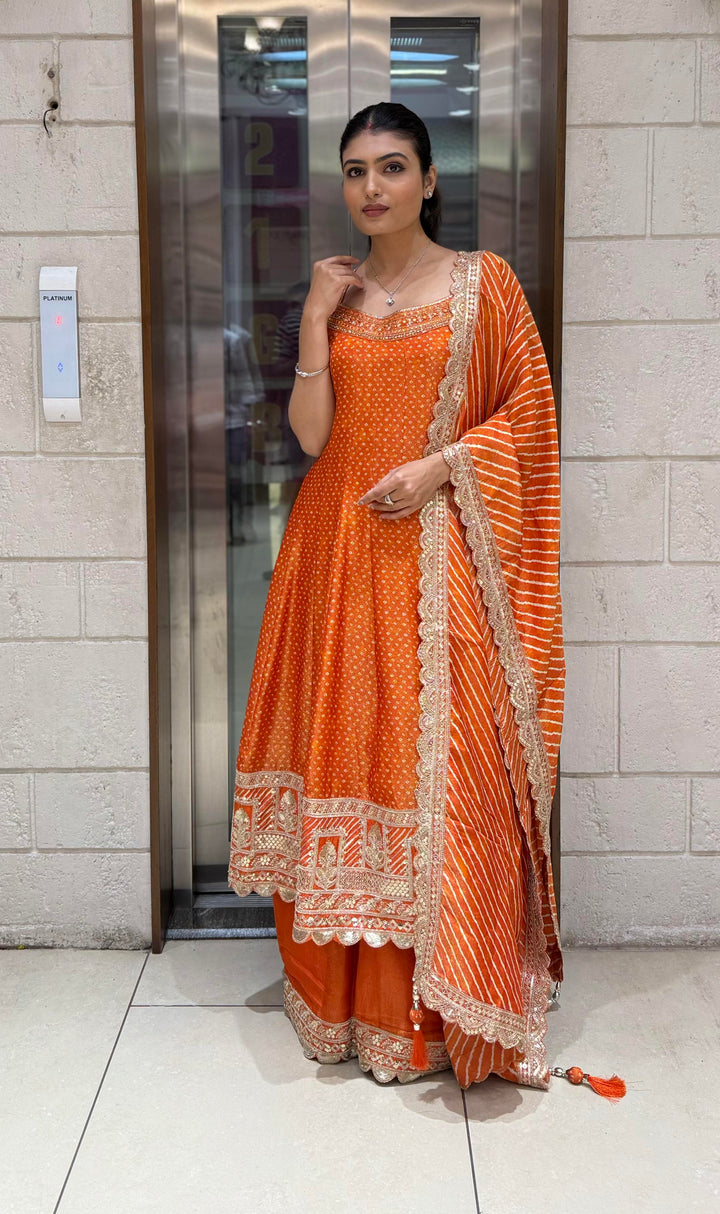 Designer Anarkali Palazzo Set with Embroidered Dupatta