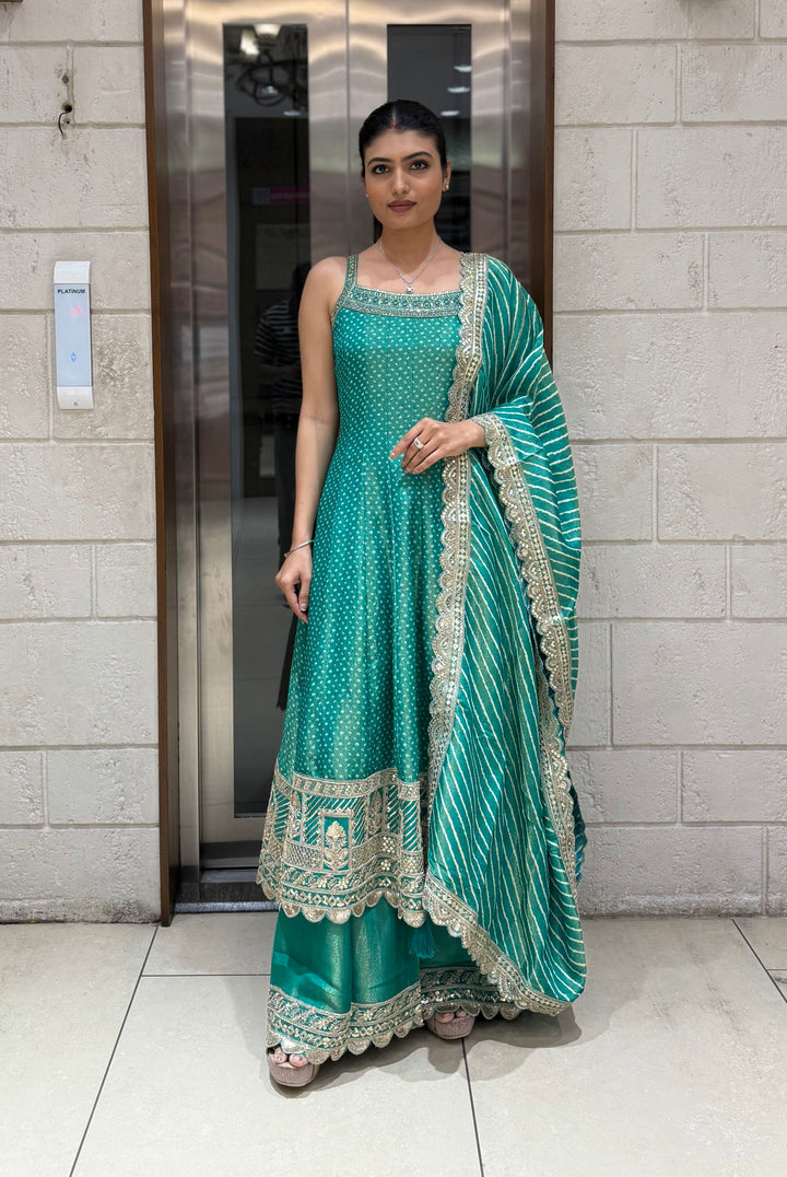 Designer Anarkali Palazzo Set with Embroidered Dupatta