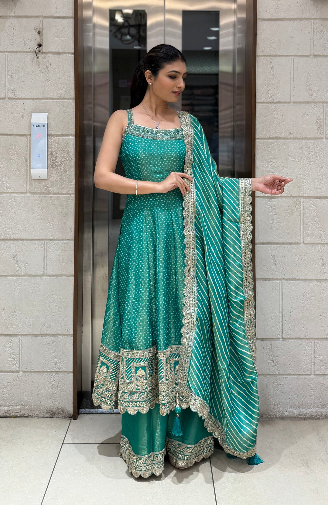 Designer Anarkali Palazzo Set with Embroidered Dupatta