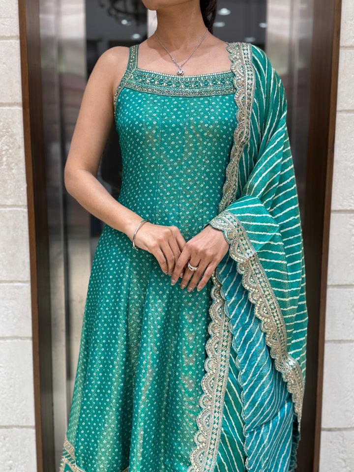 Designer Anarkali Palazzo Set with Embroidered Dupatta