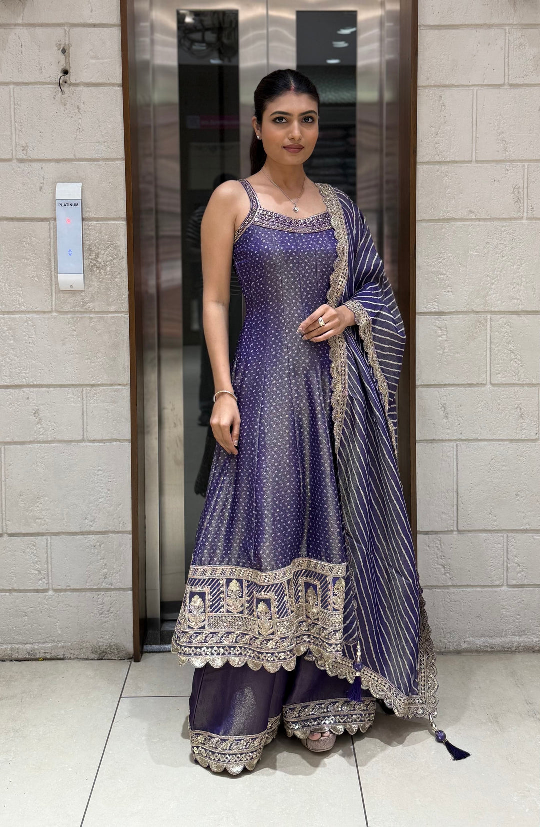 Designer Anarkali Palazzo Set with Embroidered Dupatta
