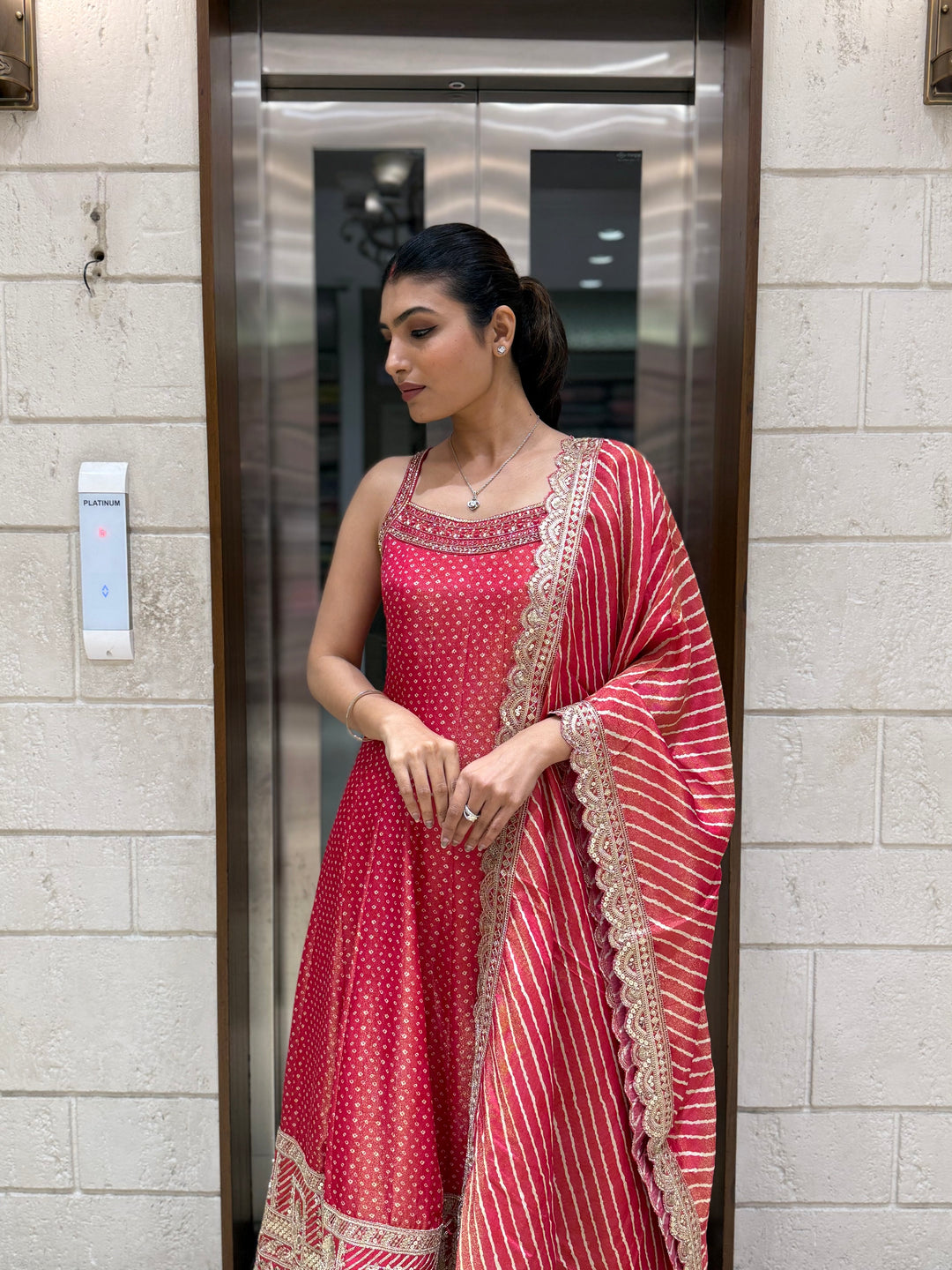Designer Anarkali Palazzo Set with Embroidered Dupatta
