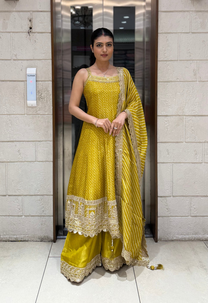 Designer Anarkali Palazzo Set with Embroidered Dupatta