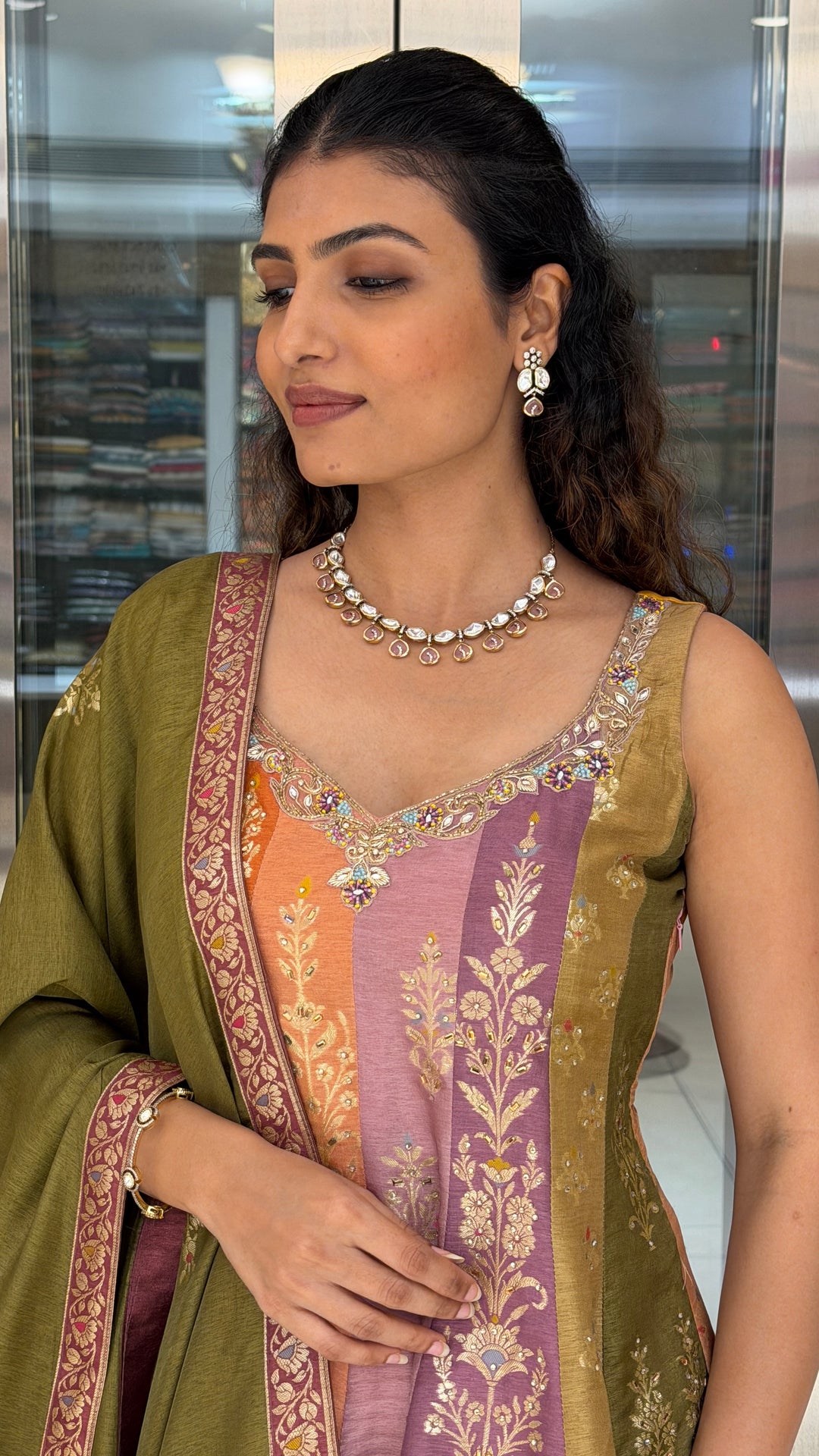 Elegant Multicolor Kurta Sharara Set with Embroidered Dupatta