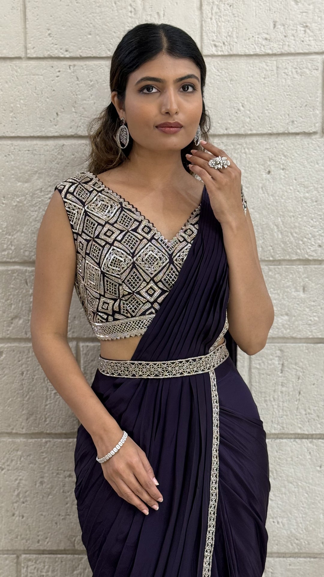 Ready-to-Wear Designer Saree with Embellished Blouse