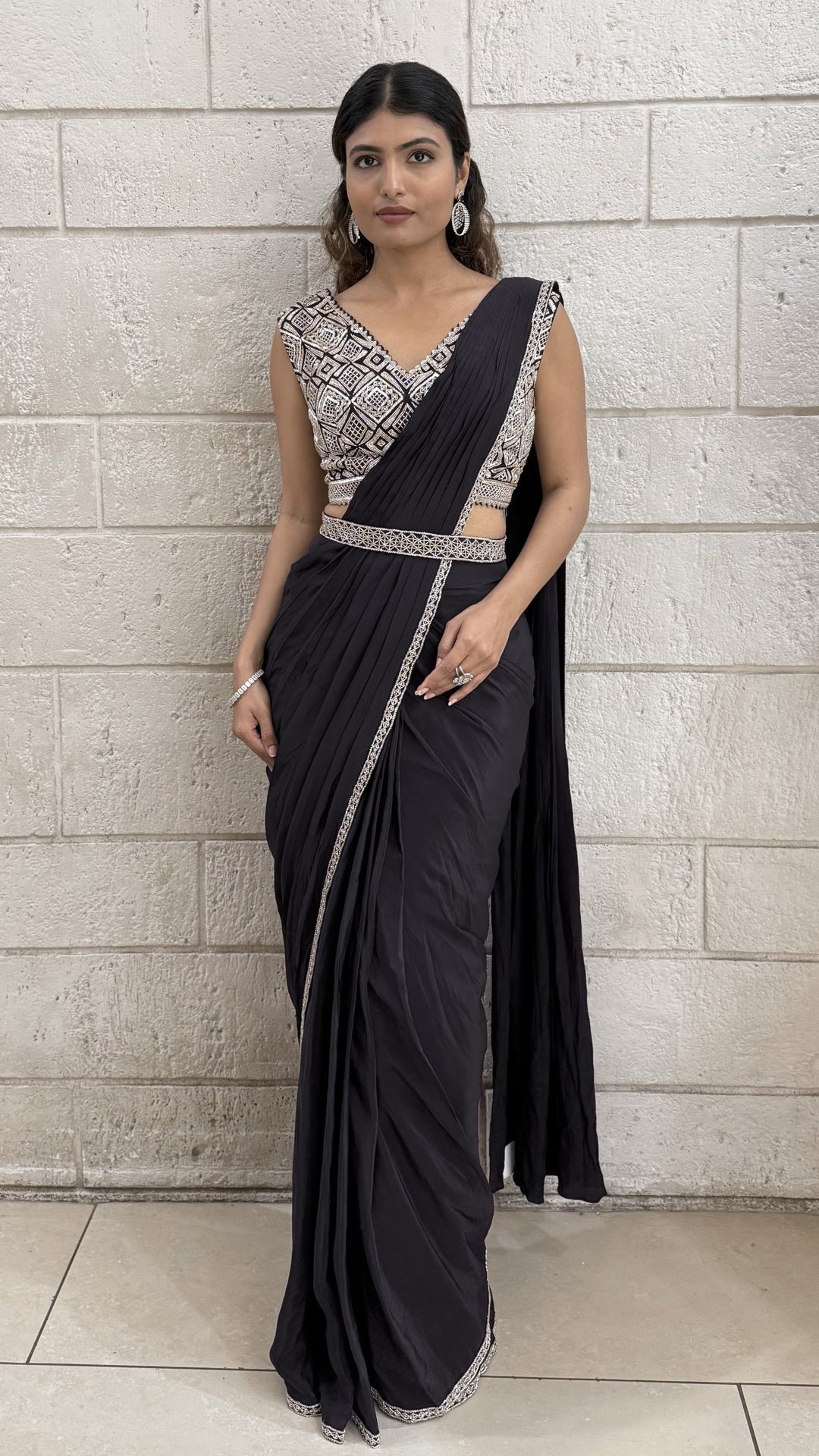 Ready-to-Wear Designer Saree with Embellished Blouse