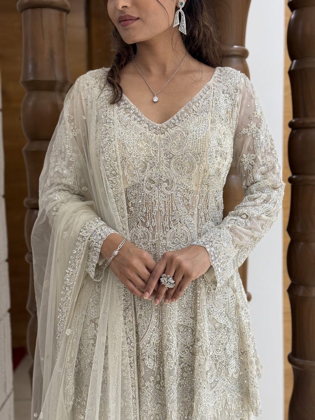 Ivory White Heavy Embroidered Designer Sharara Suit with Dupatta AMRUT Ivory White Heavy Embroidered Designer Sharara Suit with Dupatta AMRUT
