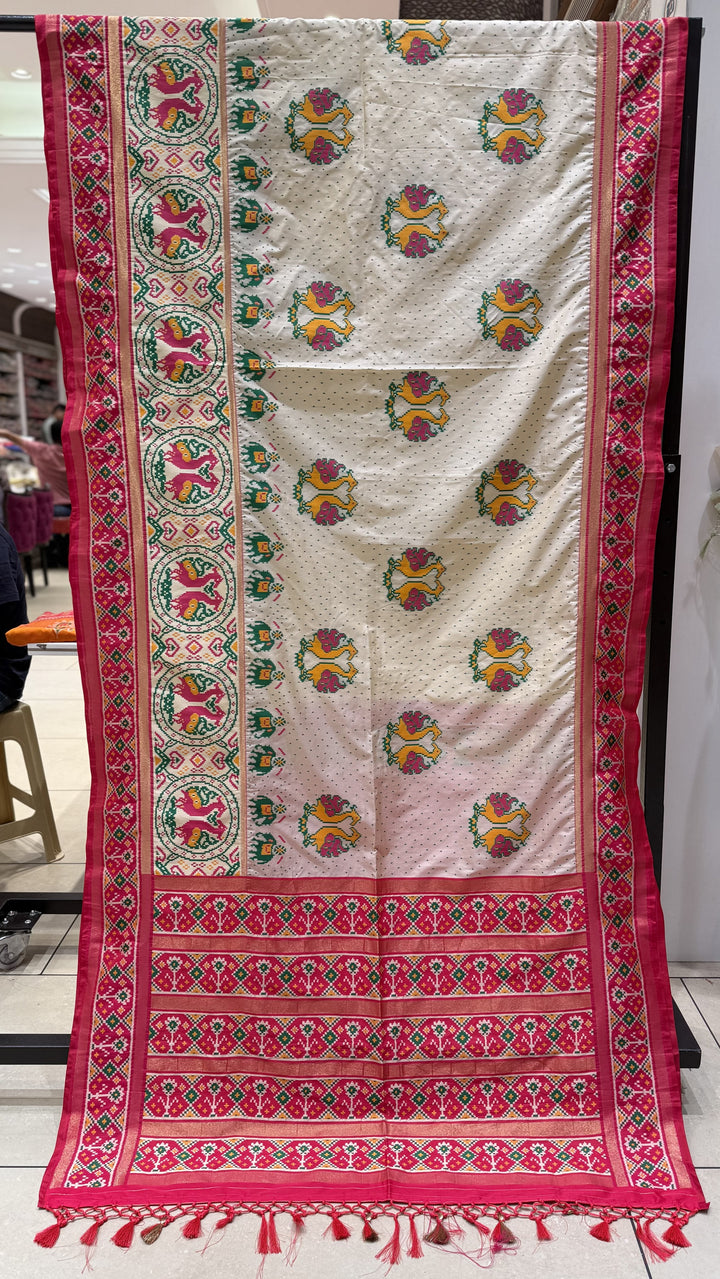 Hans–Kunjar Bhat Patola Saree Inspired by Double Ikat Design Motifs