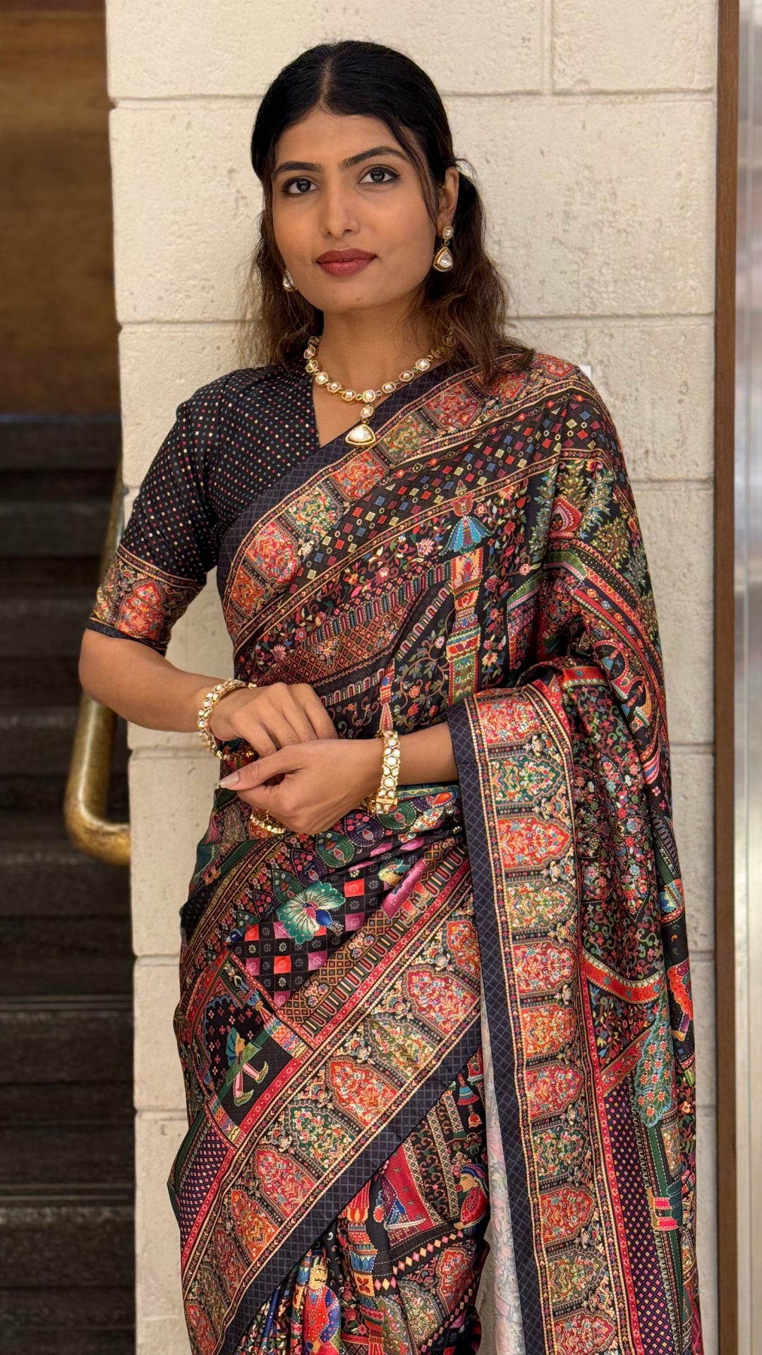 Royal Multicolor Story Art Printed Saree in Pashmina Silk