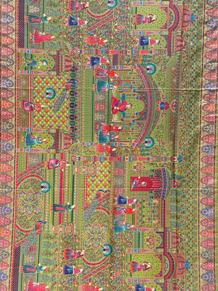 Royal Darbar Scene Patola Inspired Silk Saree with Traditional Heritage Weaving