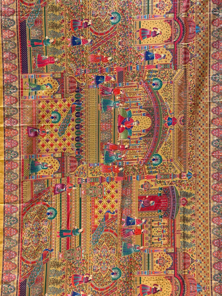 Royal Darbar Scene Patola Inspired Silk Saree with Traditional Heritage Weaving