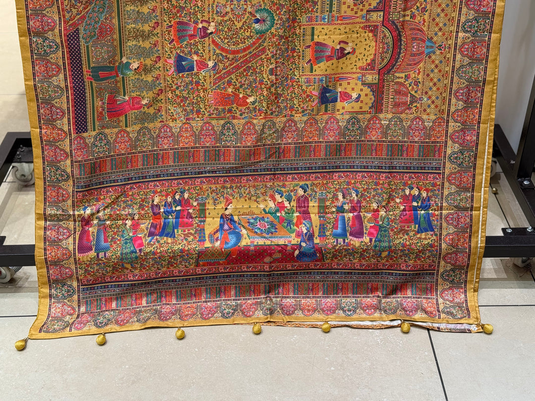 Royal Darbar Scene Patola Inspired Silk Saree with Traditional Heritage Weaving