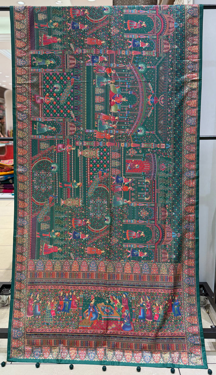 Royal Darbar Scene Patola Inspired Silk Saree with Traditional Heritage Weaving