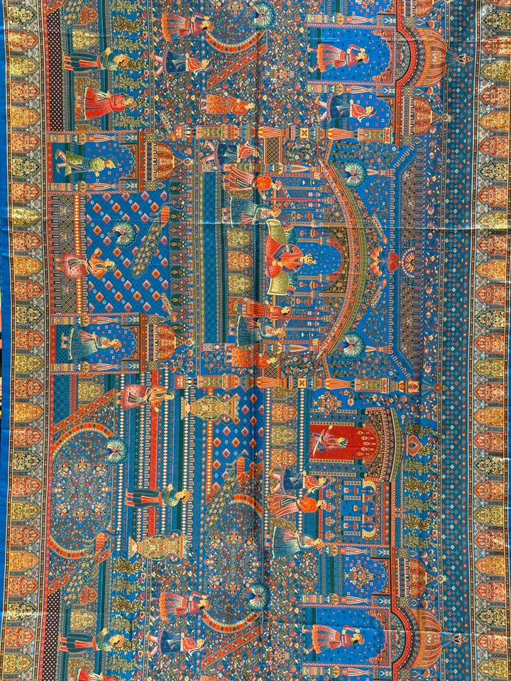 Royal Darbar Scene Patola Inspired Silk Saree with Traditional Heritage Weaving