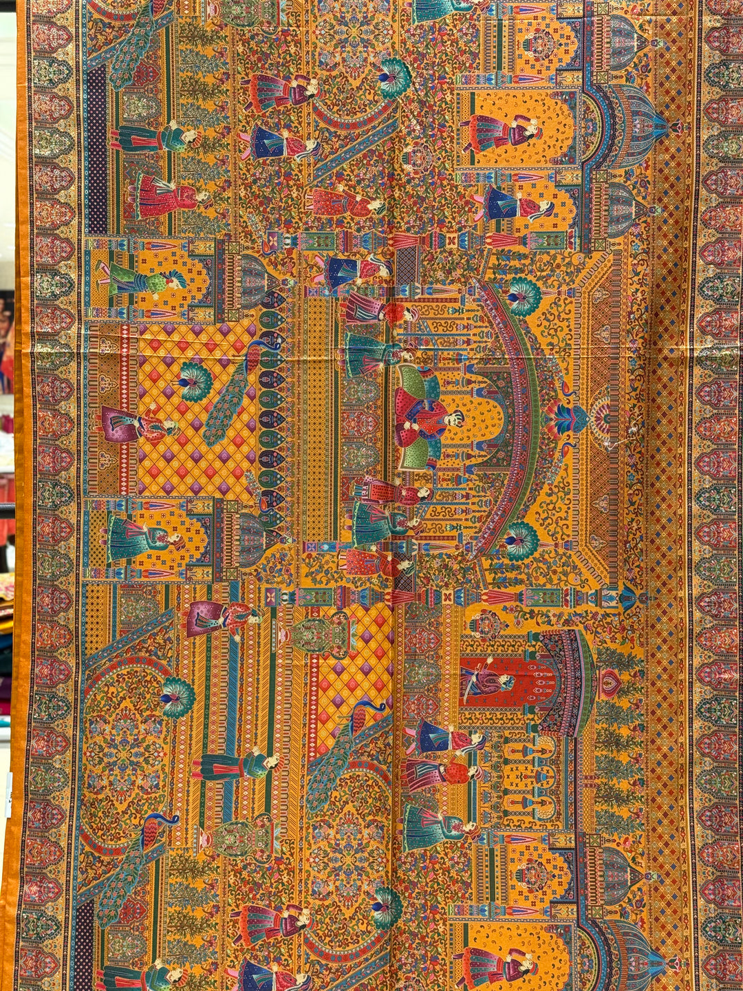 Royal Darbar Scene Patola Inspired Silk Saree with Traditional Heritage Weaving