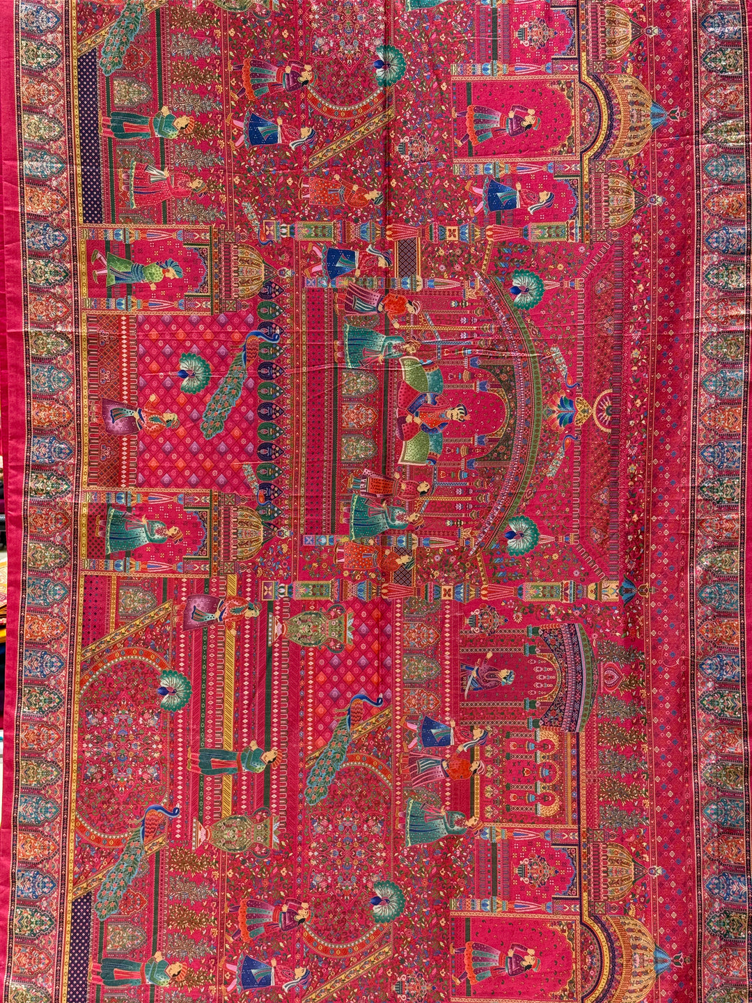 Royal Darbar Scene Patola Inspired Silk Saree with Traditional Heritage Weaving