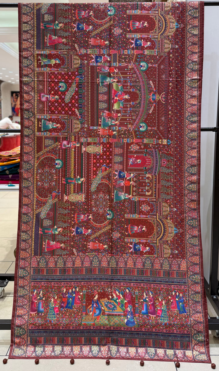 Royal Darbar Scene Patola Inspired Silk Saree with Traditional Heritage Weaving