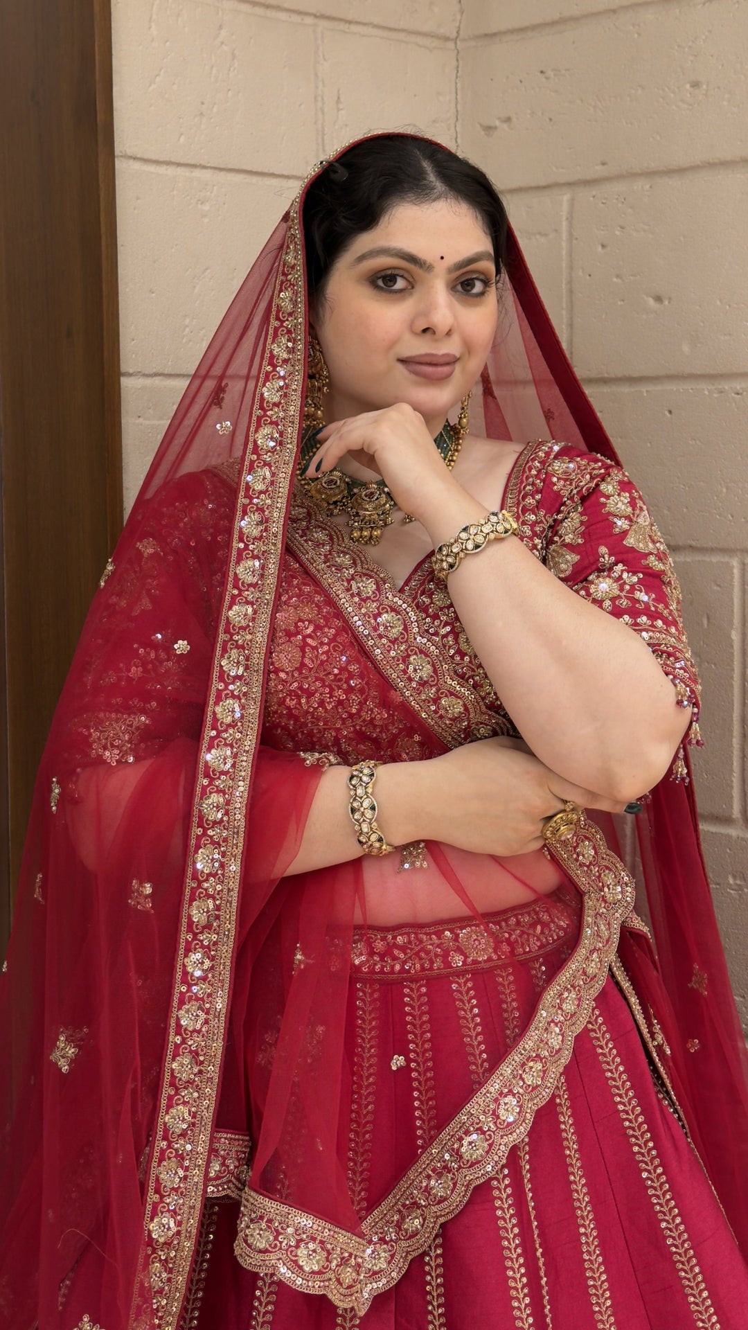Royal Wine Red Bridal Lehenga Set with Heritage Zari Embroidery & Soft Net Dupatta