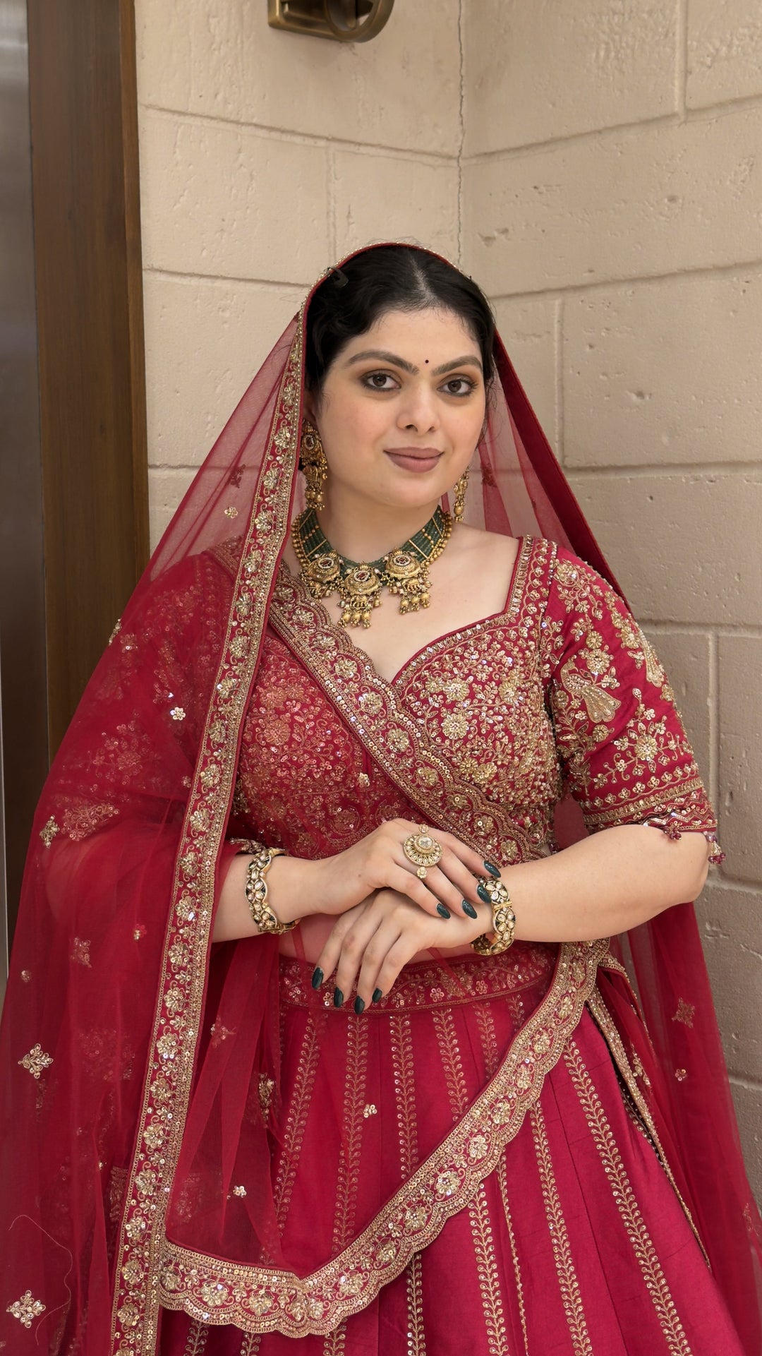 Royal Wine Red Bridal Lehenga Set with Heritage Zari Embroidery & Soft Net Dupatta