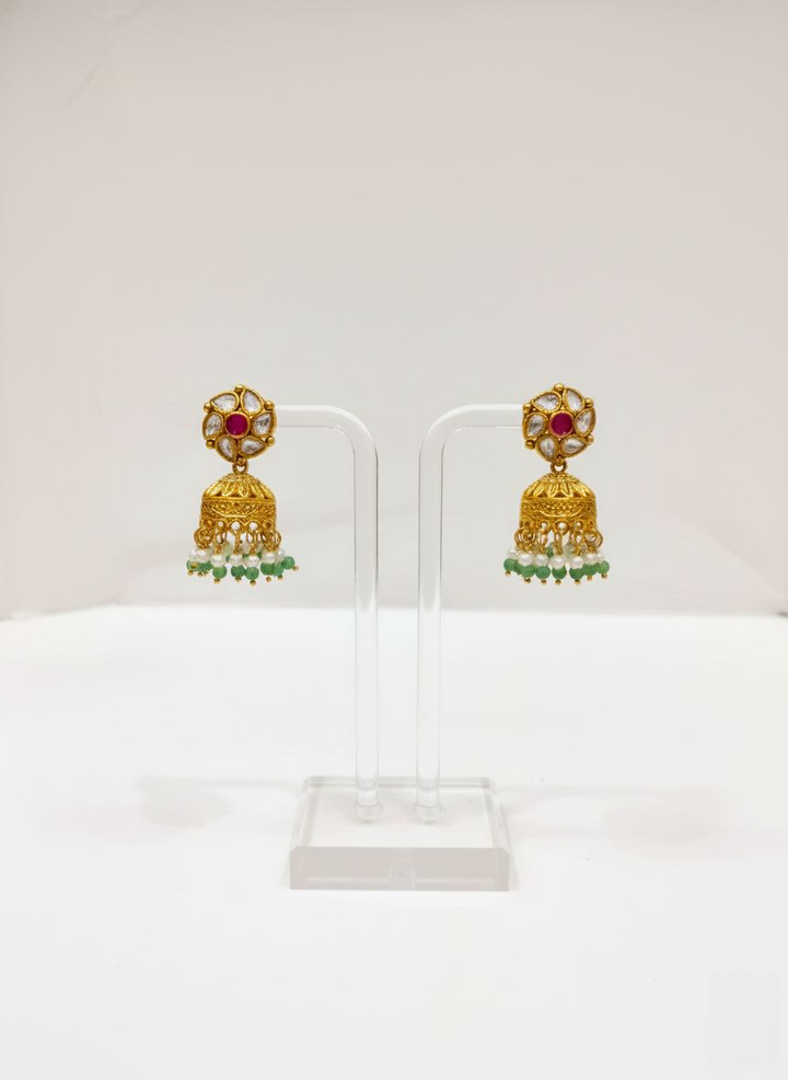 Traditional Kundan Choker Necklace Set with Ruby & Emerald Accents