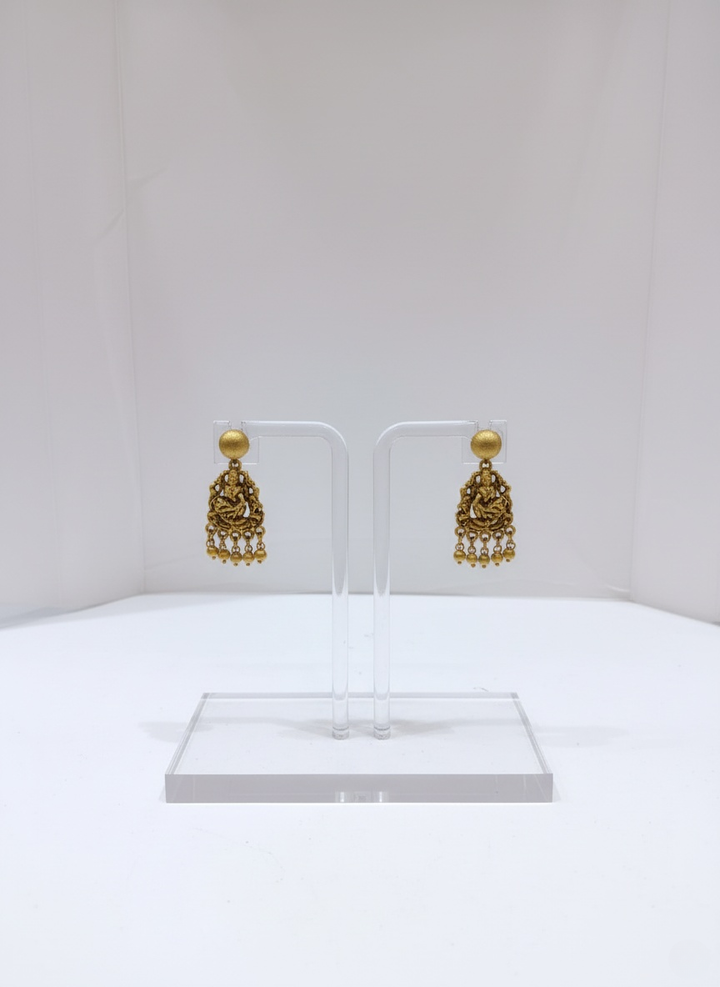 Temple Necklace Set with Radha-Krishna Pendant & Matching Earrings