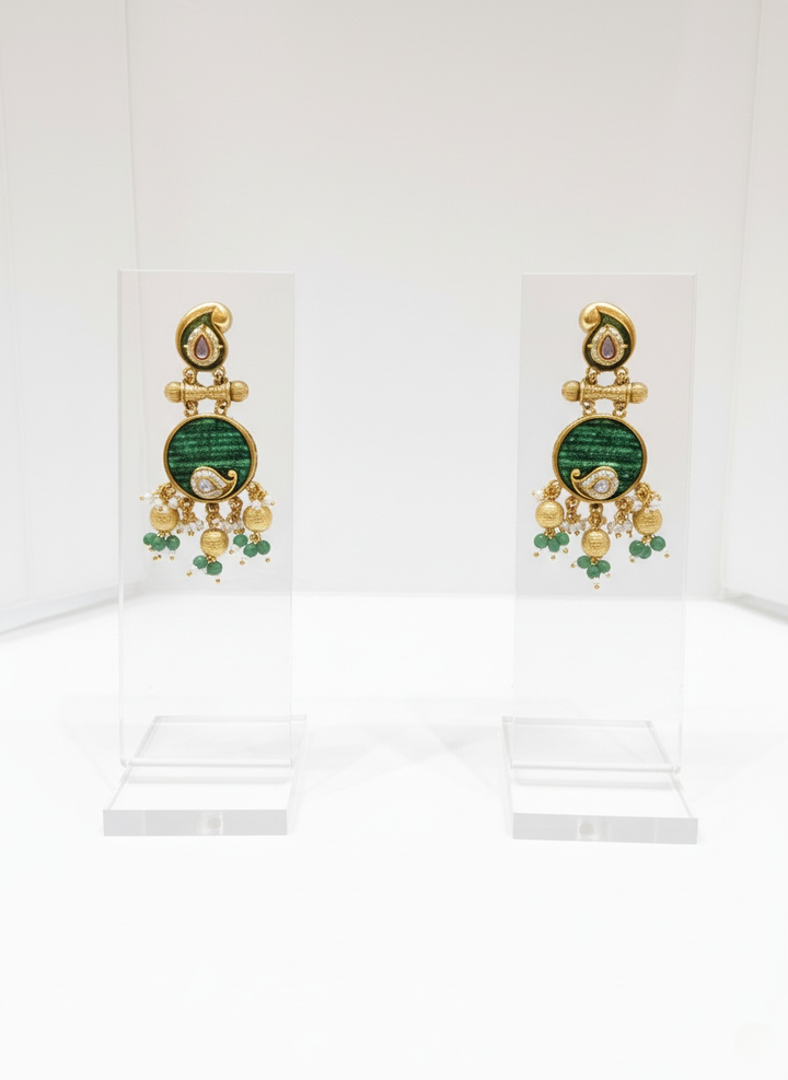Peacock Motif Haram with Green Enamel & Pearl Embellishments