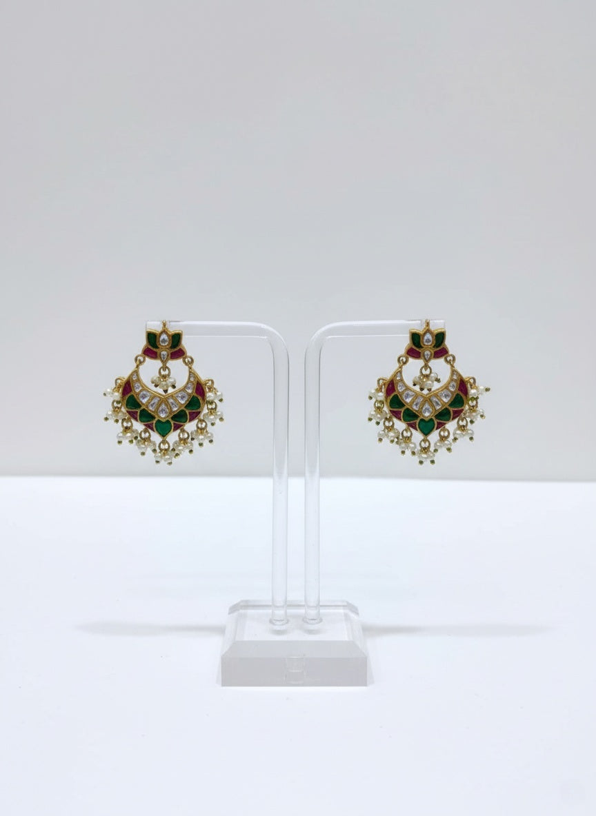 Temple Jewellery Lakshmi Haram with Multicolour Stones & Earrings