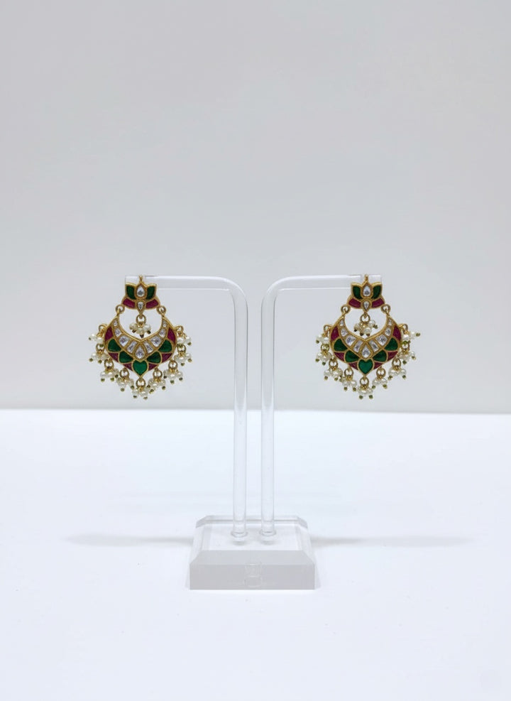 Temple Jewellery Lakshmi Haram with Multicolour Stones & Earrings