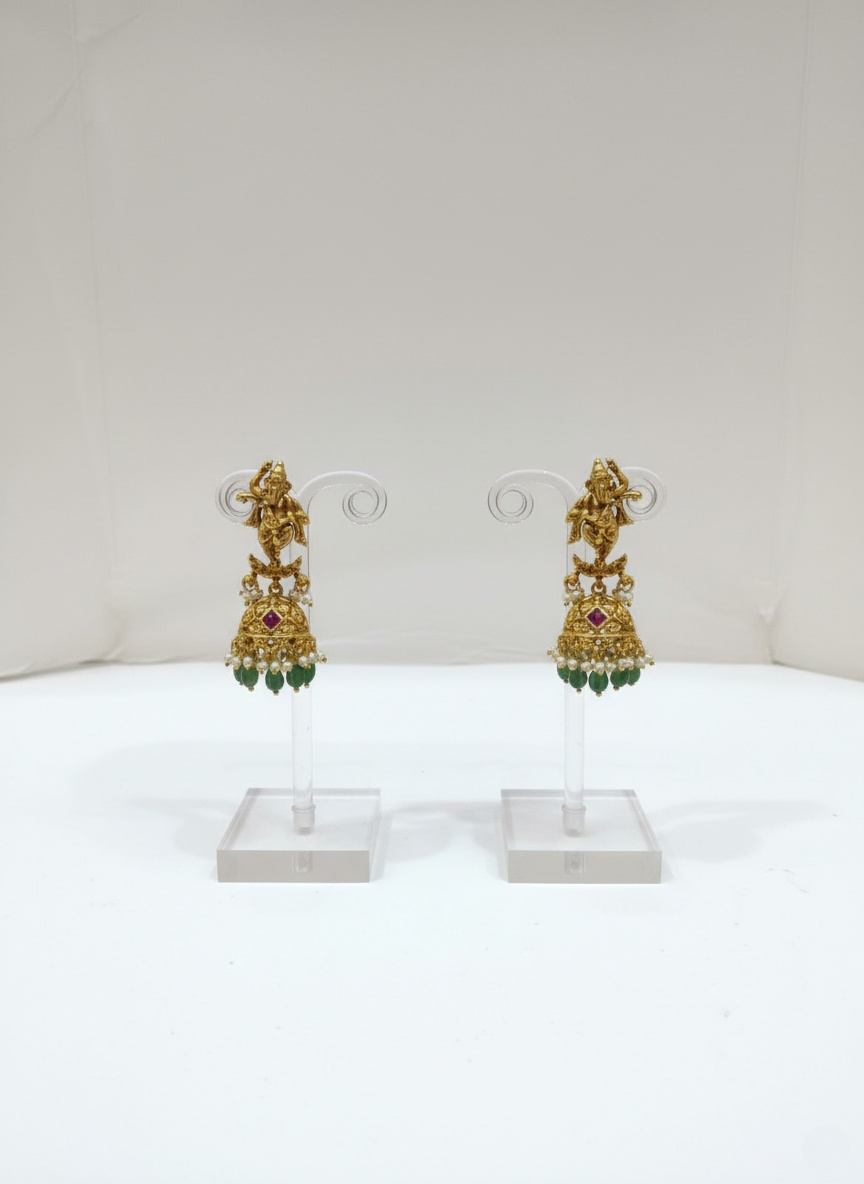 Antique Temple Jewelry Set with Lord Krishna Pendant