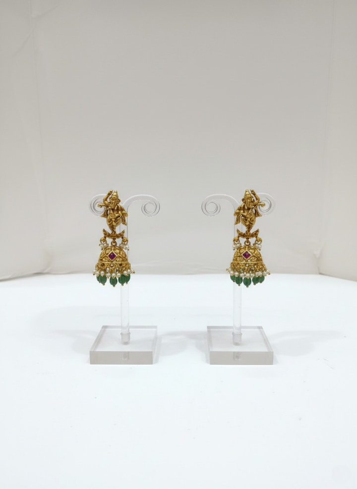 Antique Temple Jewelry Set with Lord Krishna Pendant
