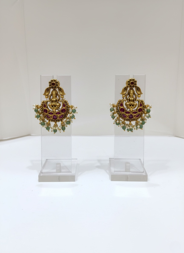 Traditional Temple Jewelry Set with Goddess Lakshmi Design