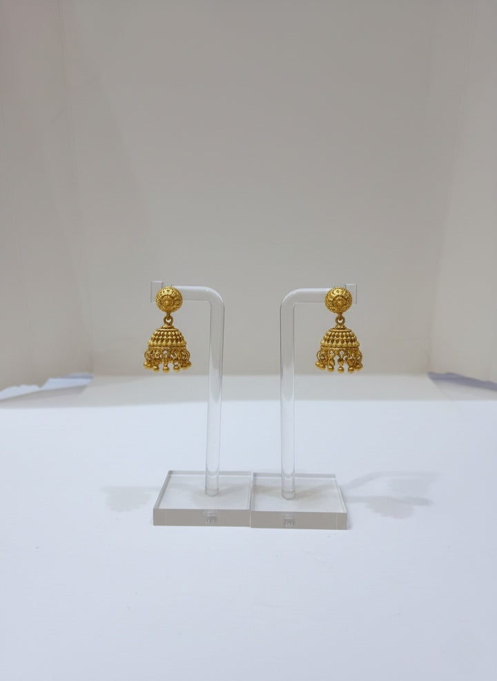 Antique Matte Gold Ball Necklace Set with Jhumka Earrings