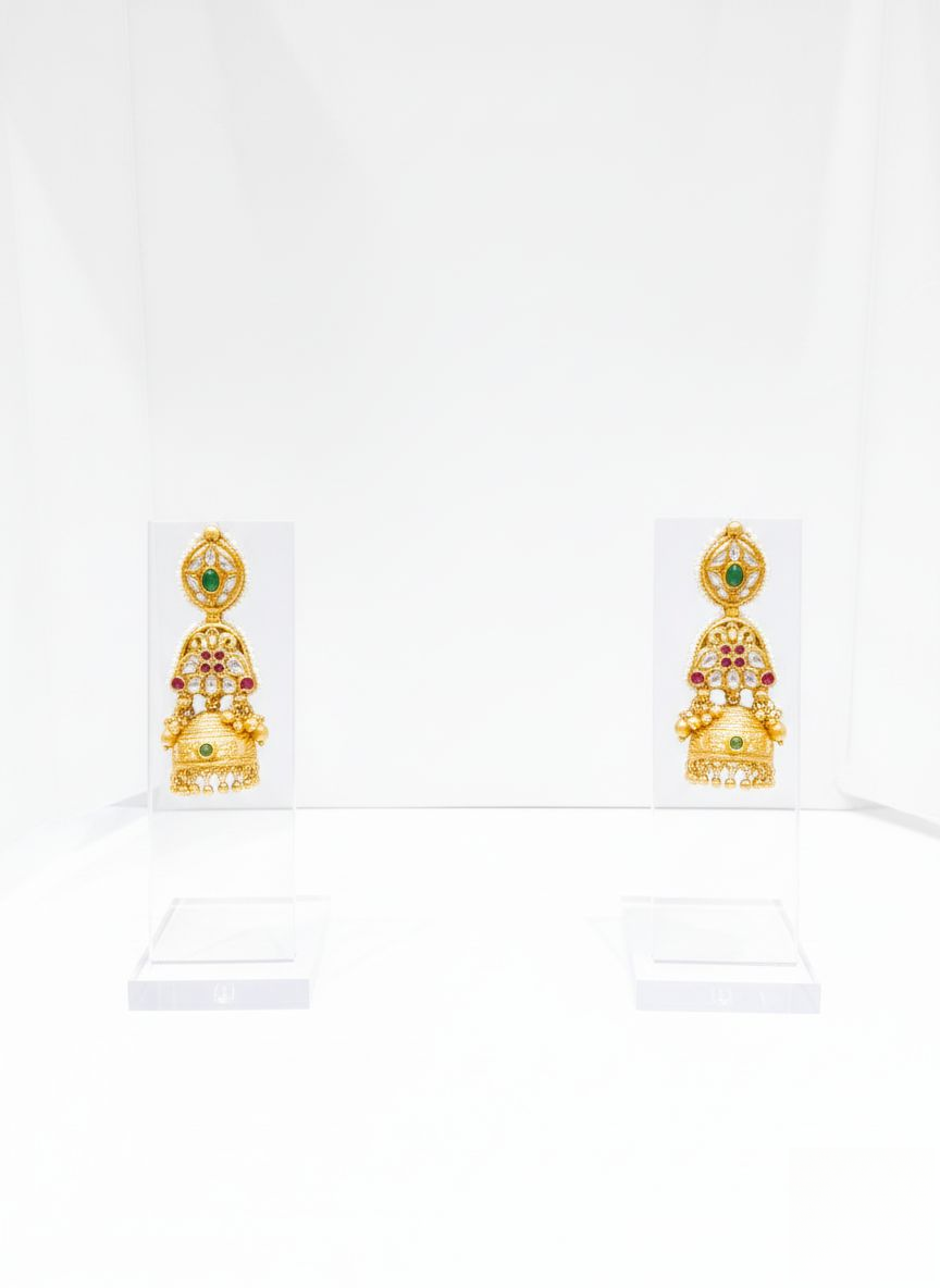 Majestic Heritage Temple Long Haram Set with Ruby & Emerald Beads