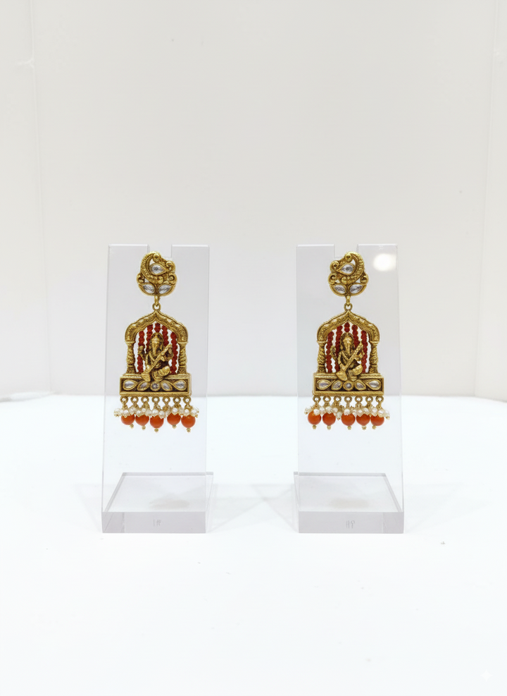 Traditional Temple Jewelry Set with Lord Ganesh Pendant