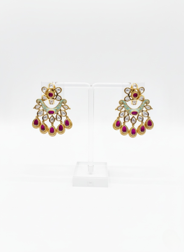 Grand Kundan and Ruby Temple Necklace Set