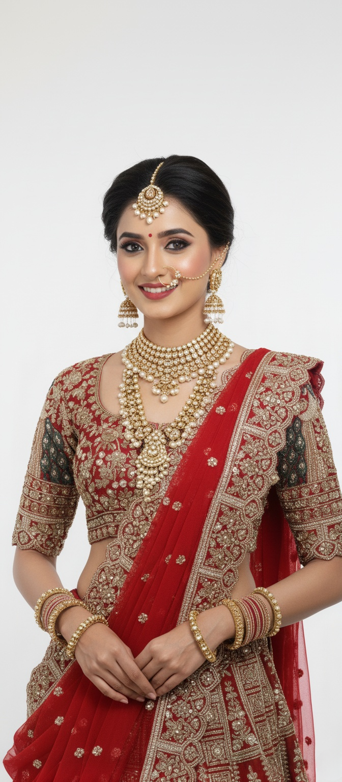 Regal Red Handcrafted Bridal Silk Lehenga with Peacock Motifs & Zardozi Embroidery