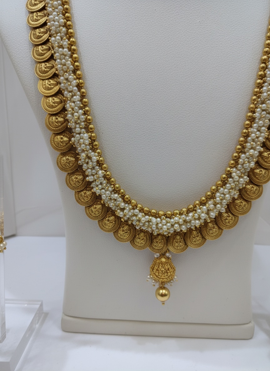 Traditional Kasumala and Pearl Antique Gold Set