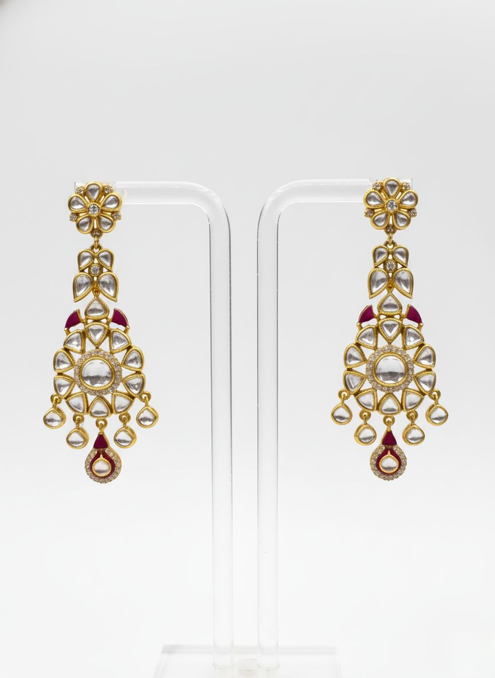 Ruby Red & Gold Kundan Choker Necklace Set with Matching Chandbali Earrings