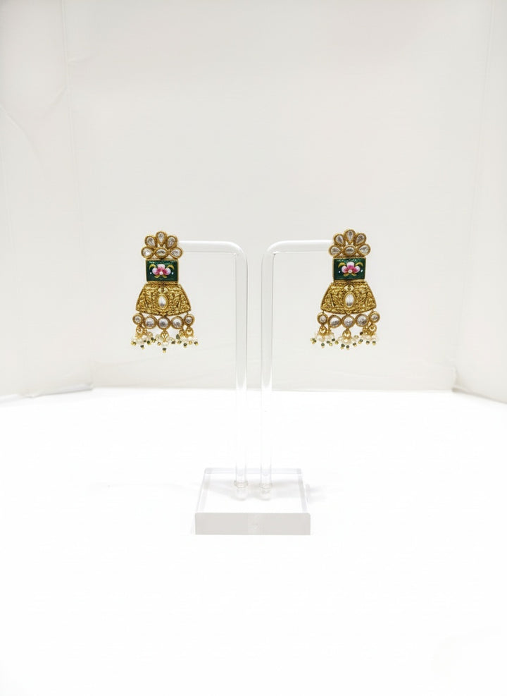 Grand Temple-Inspired Kundan Choker Necklace Set with Ruby & Emerald Stones